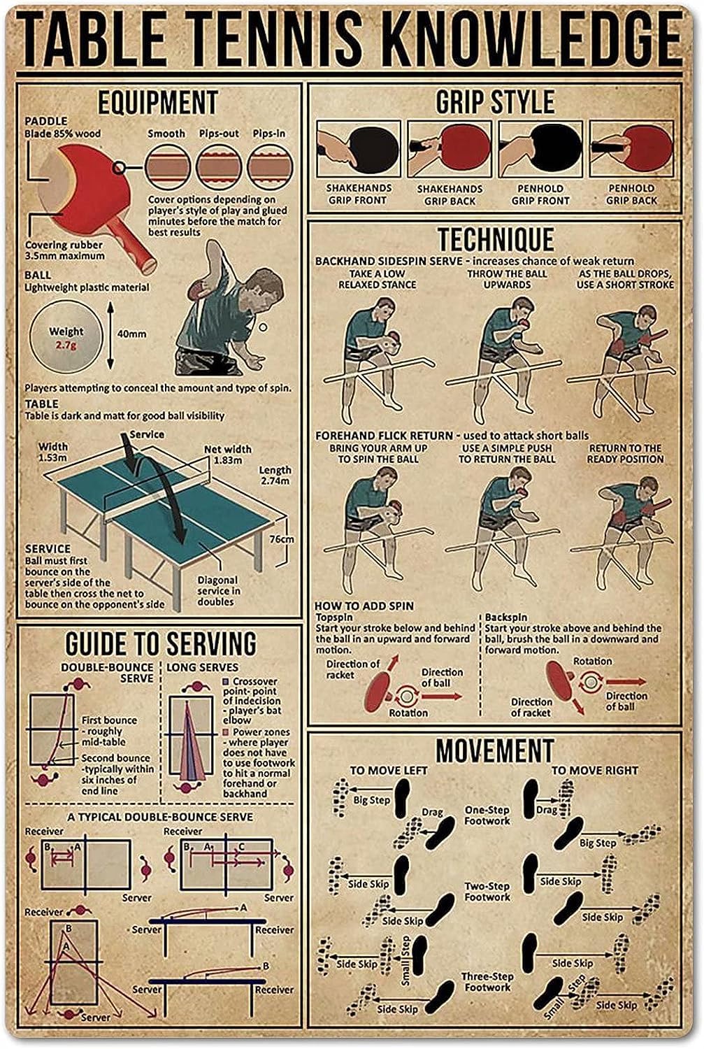 Table Tennis Knowledge Poster - Plakat z wiedzą o tenisie stołowym,