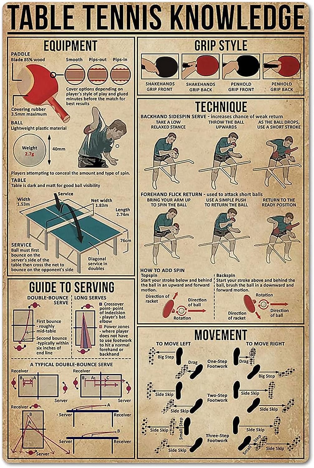 Plakat z wiedzą o tenisie stoł – Table Tennis Knowledge Poster recenzja i cena